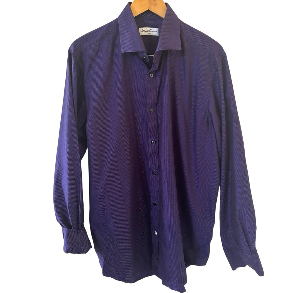 Robert‎ Graham Mens Dress Shirt Size Med Purple Classic Fit Art Designer Office
